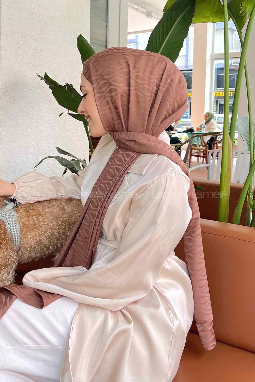 Lamelif Kapadokya Desen Jakar Serisi Şal Tozlu Kahve