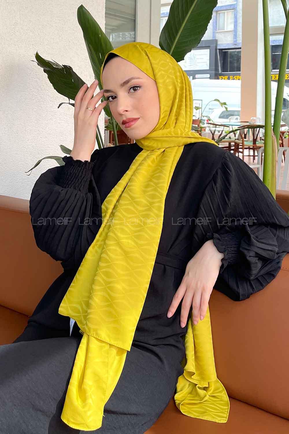 Lamelif Kapadokya Desen Jakar Serisi Şal Yağ Yeşili