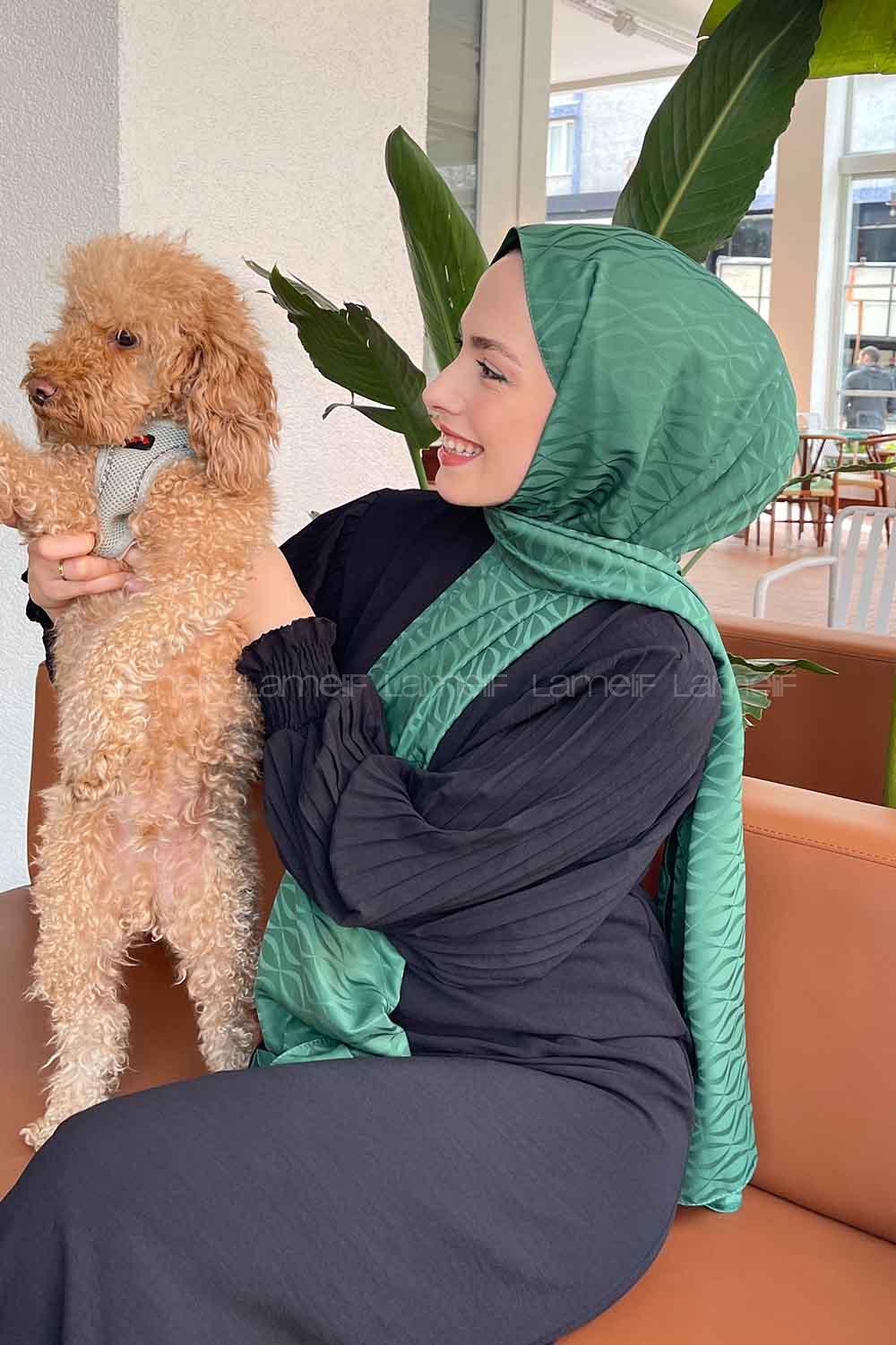 Lamelif Kapadokya Desen Jakar Serisi Şal Zümrüt Yeşili