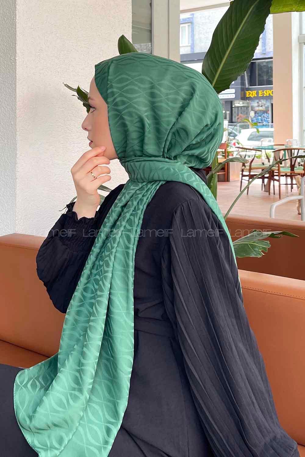 Lamelif Kapadokya Desen Jakar Serisi Şal Zümrüt Yeşili