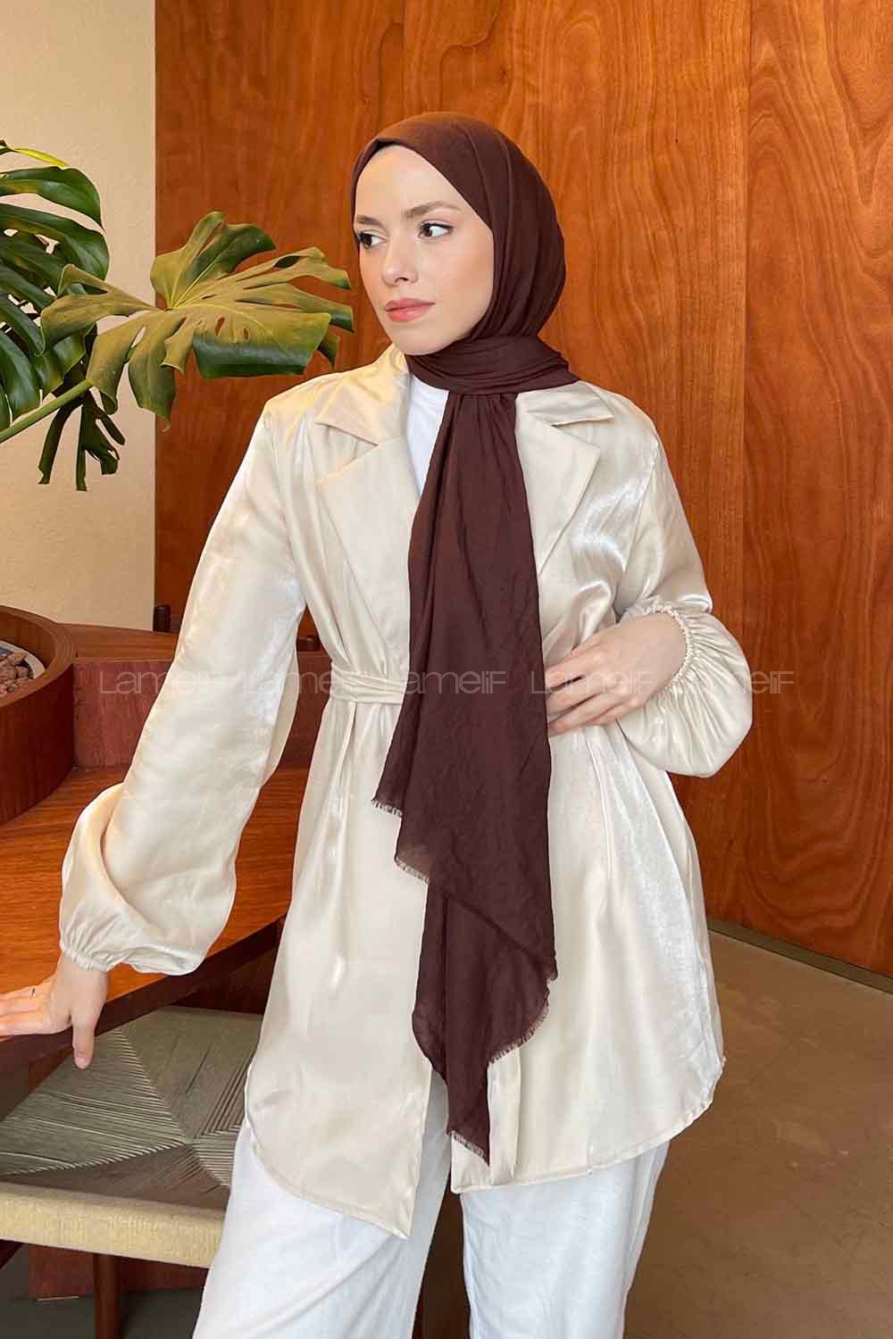 Lamelif Soft Touch Şal Çikolota Kahve