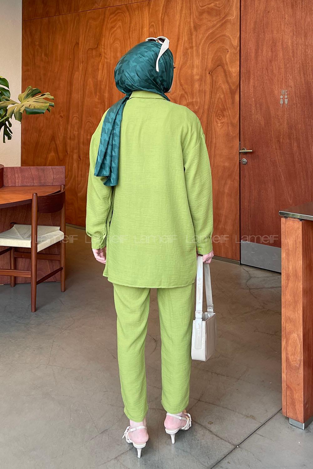 Green Shirt Collar Long Arm Without Accessories Ayrobin Trousers Comfortable Suit