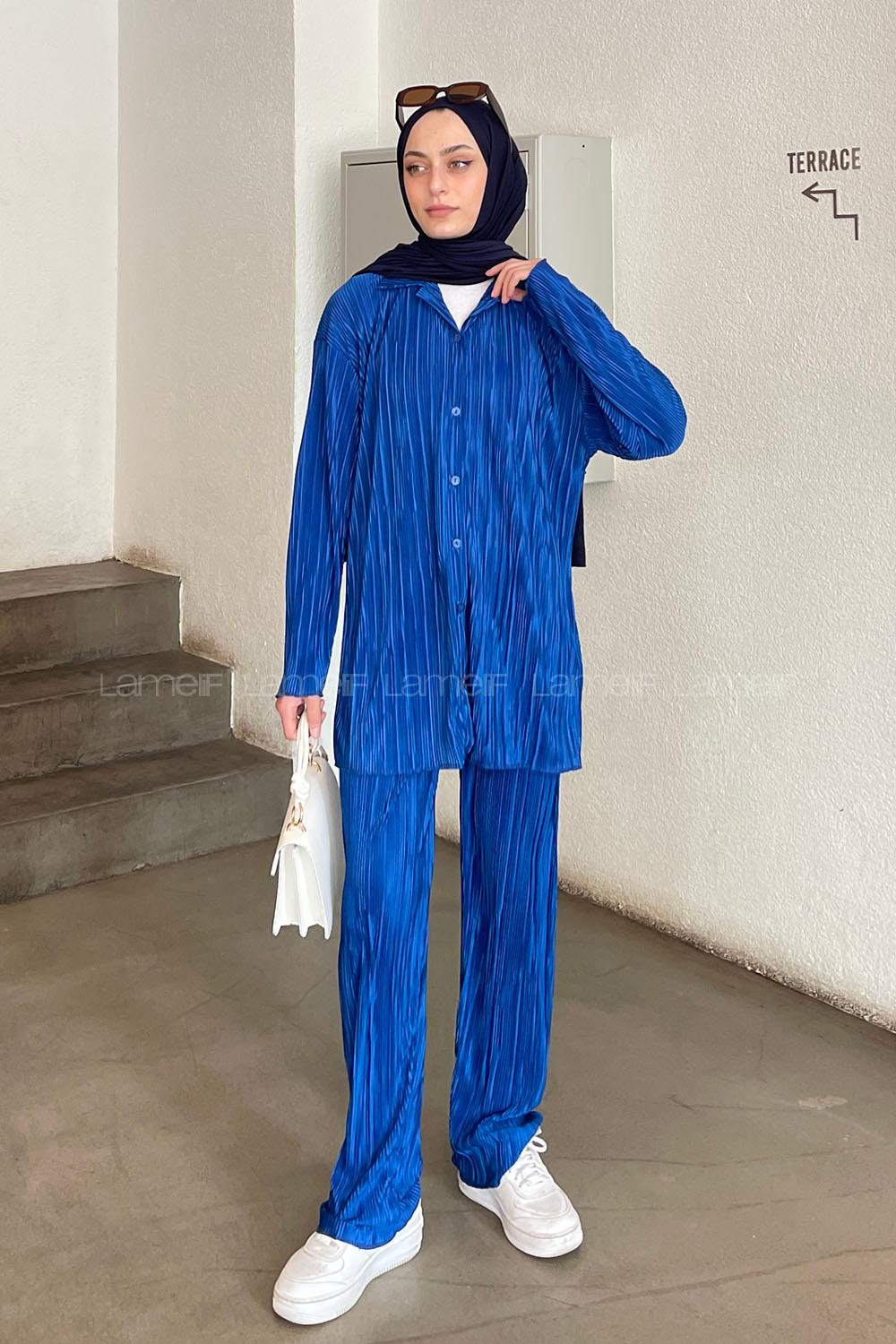 Saxe Shirt Collar Long Arm Viscose Fabric Regular Trousers Comfortable Suit