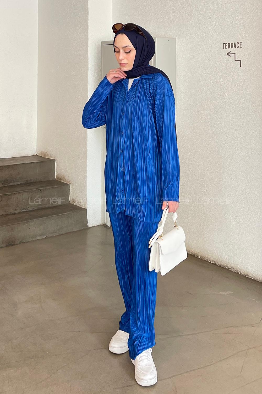 Saxe Shirt Collar Long Arm Viscose Fabric Regular Trousers Comfortable Suit