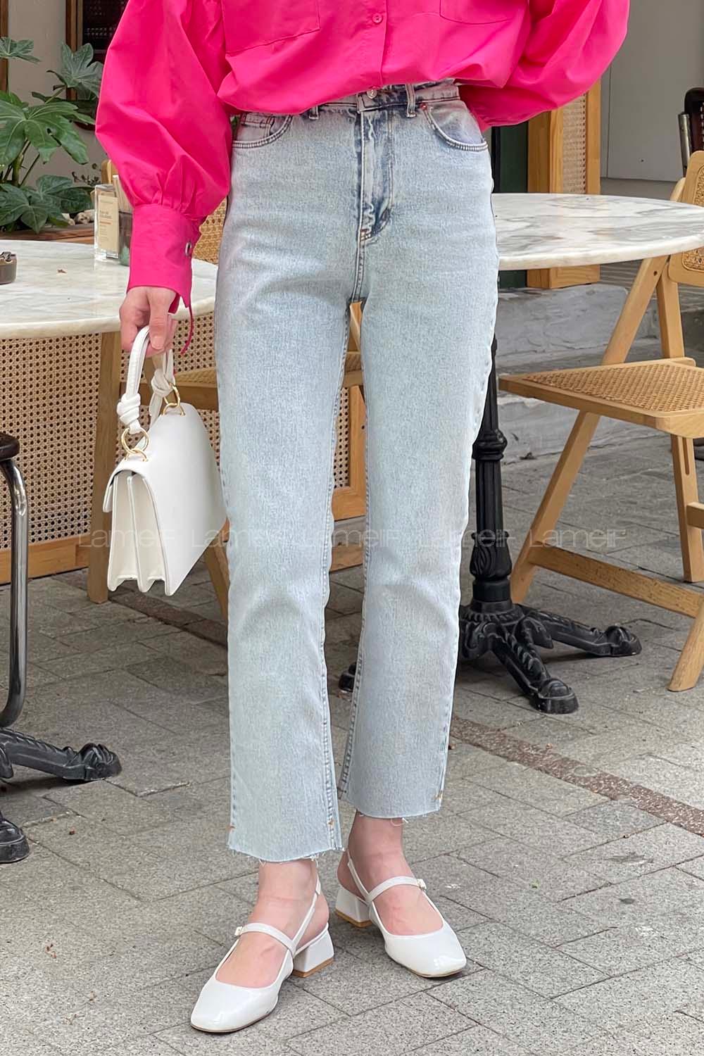 Lamelif Kesik Paça Fit Jean Kar Yıkama