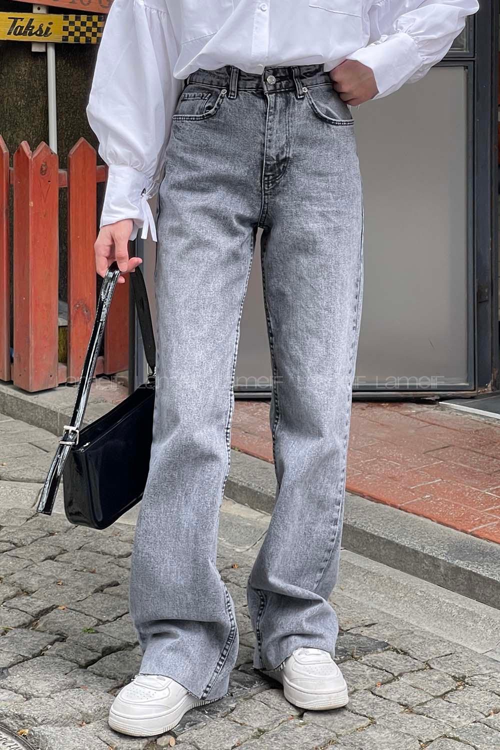 Lamelif Kesik Paça Straight Jean Füme