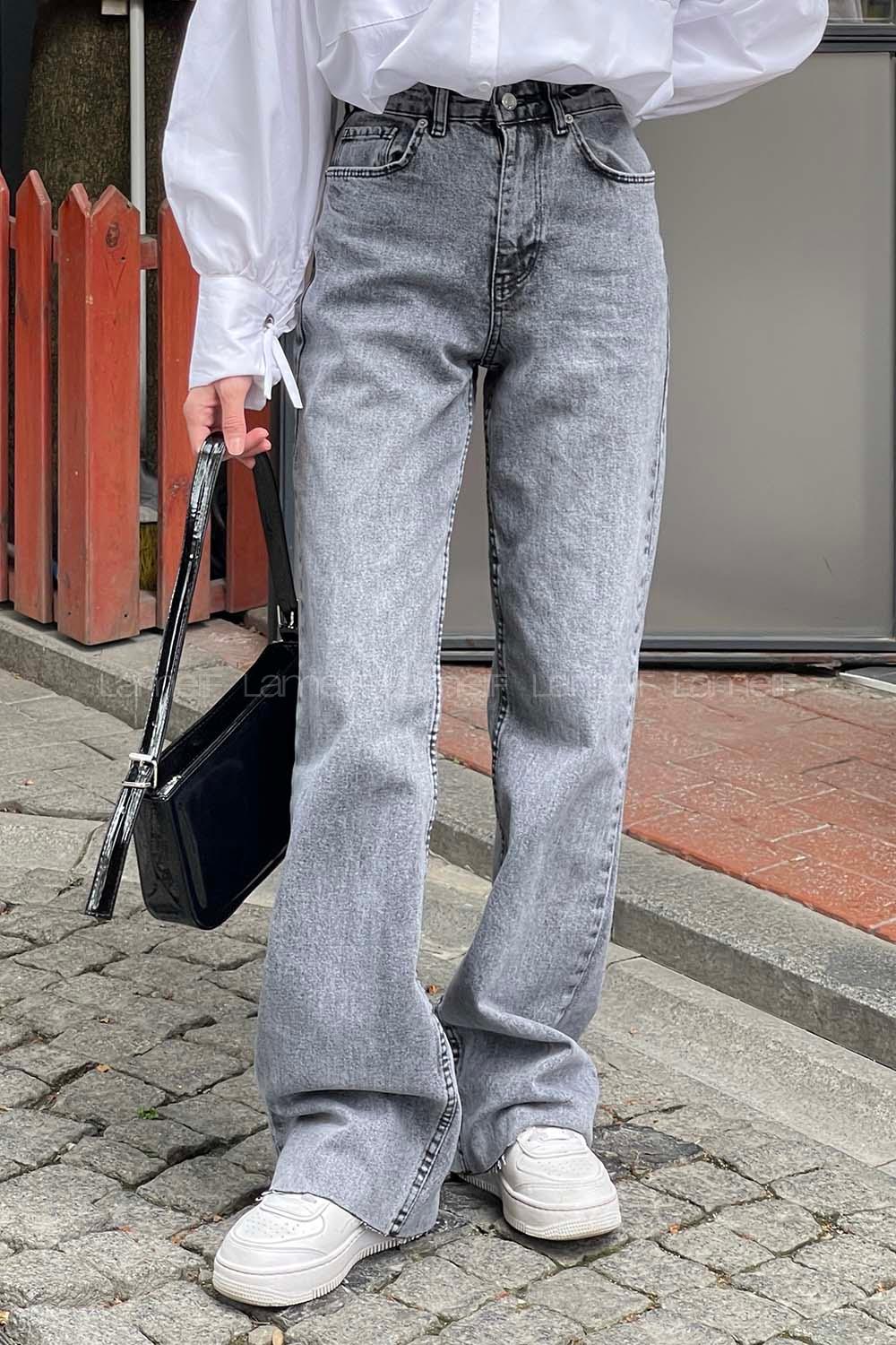 Lamelif Kesik Paça Straight Jean Füme