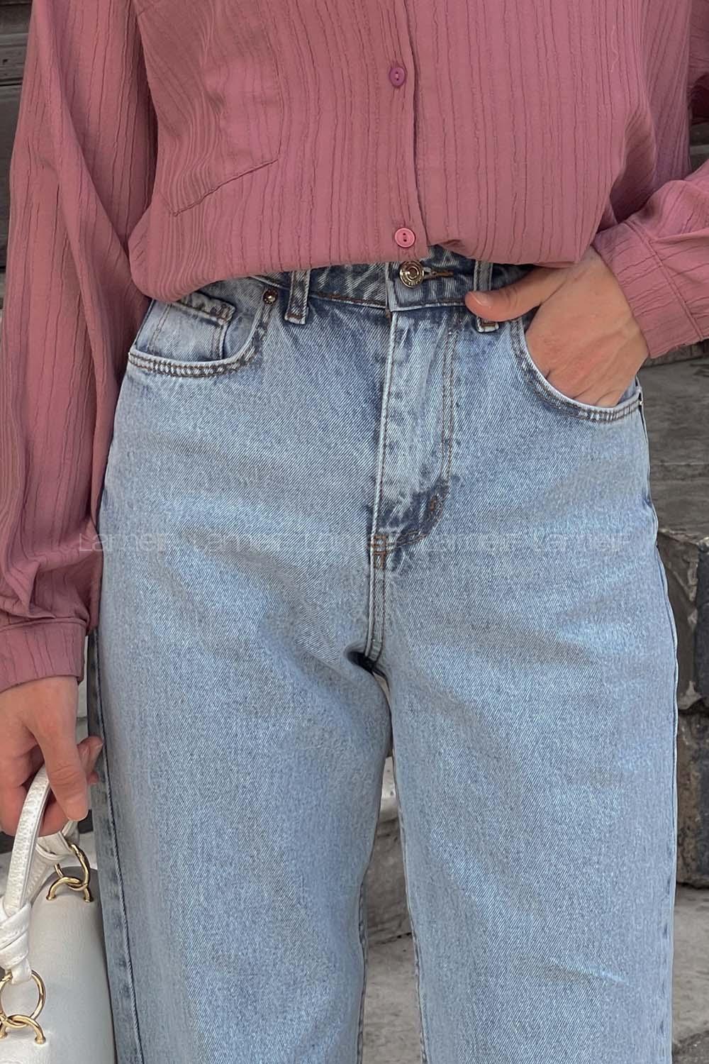 Lamelif Kesik Paça Straight Jean Buz Mavisi