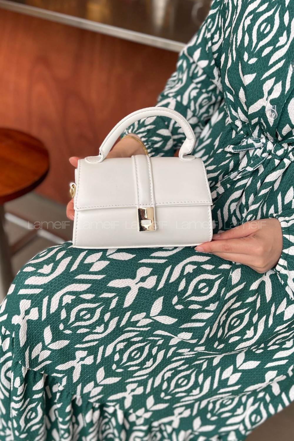 White With Suspenders Skin Hand Bag Bag