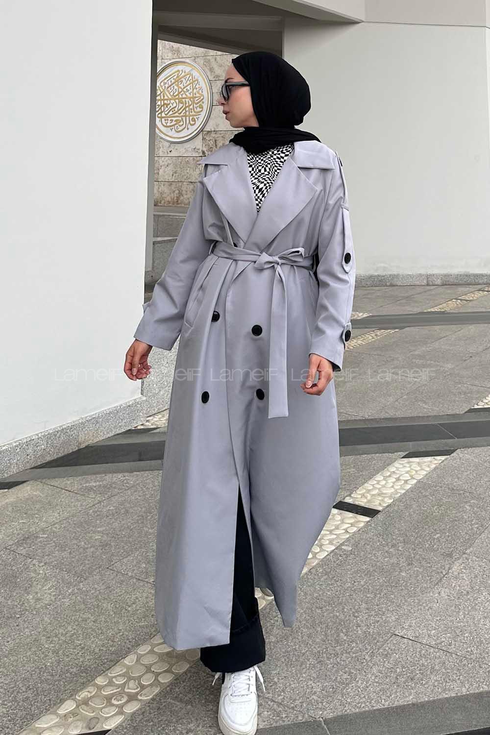 Lamelif Against Omuz Apoletli Trençkot Gri