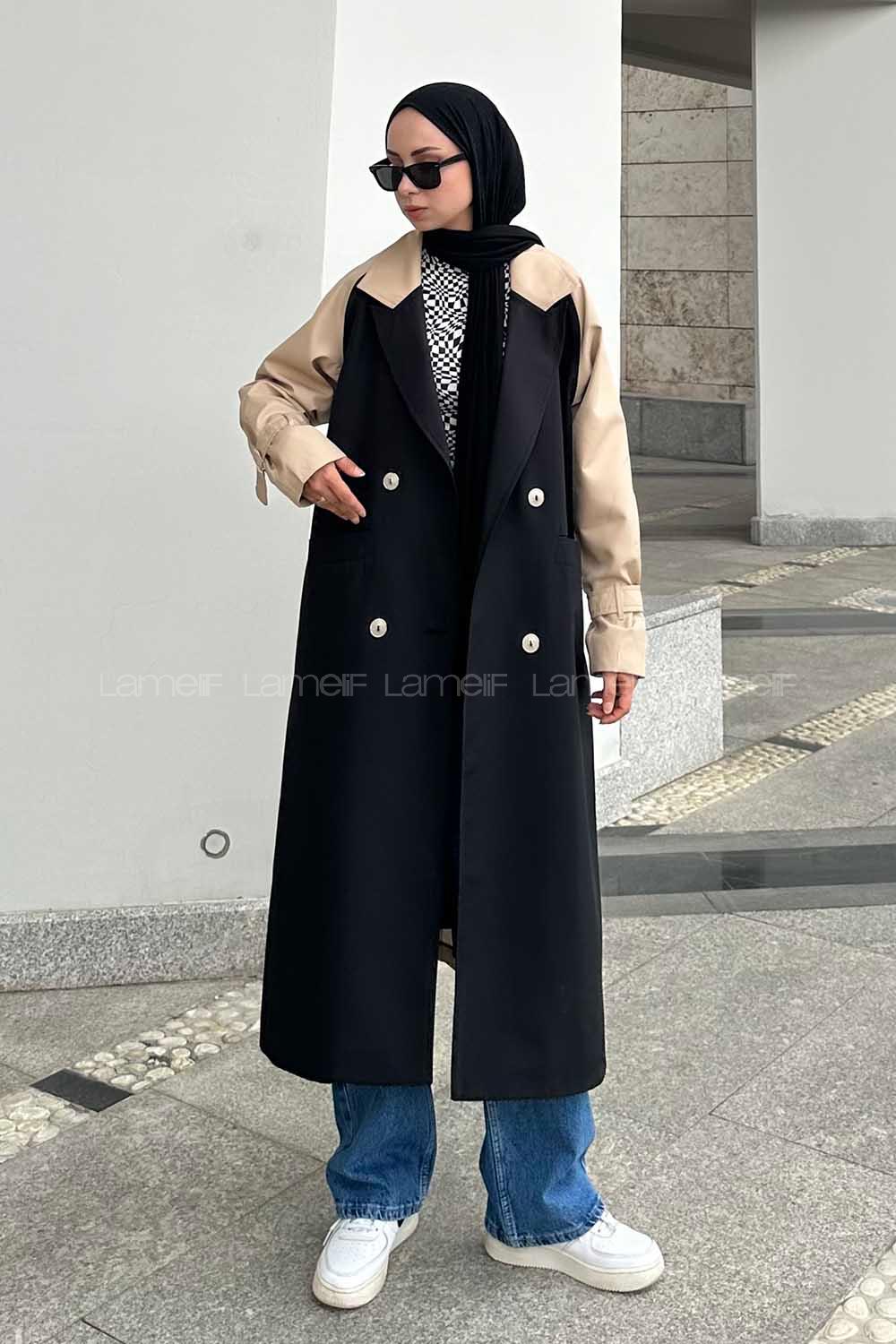 Lamelif Retrica İki Renk Trençkot  Bej