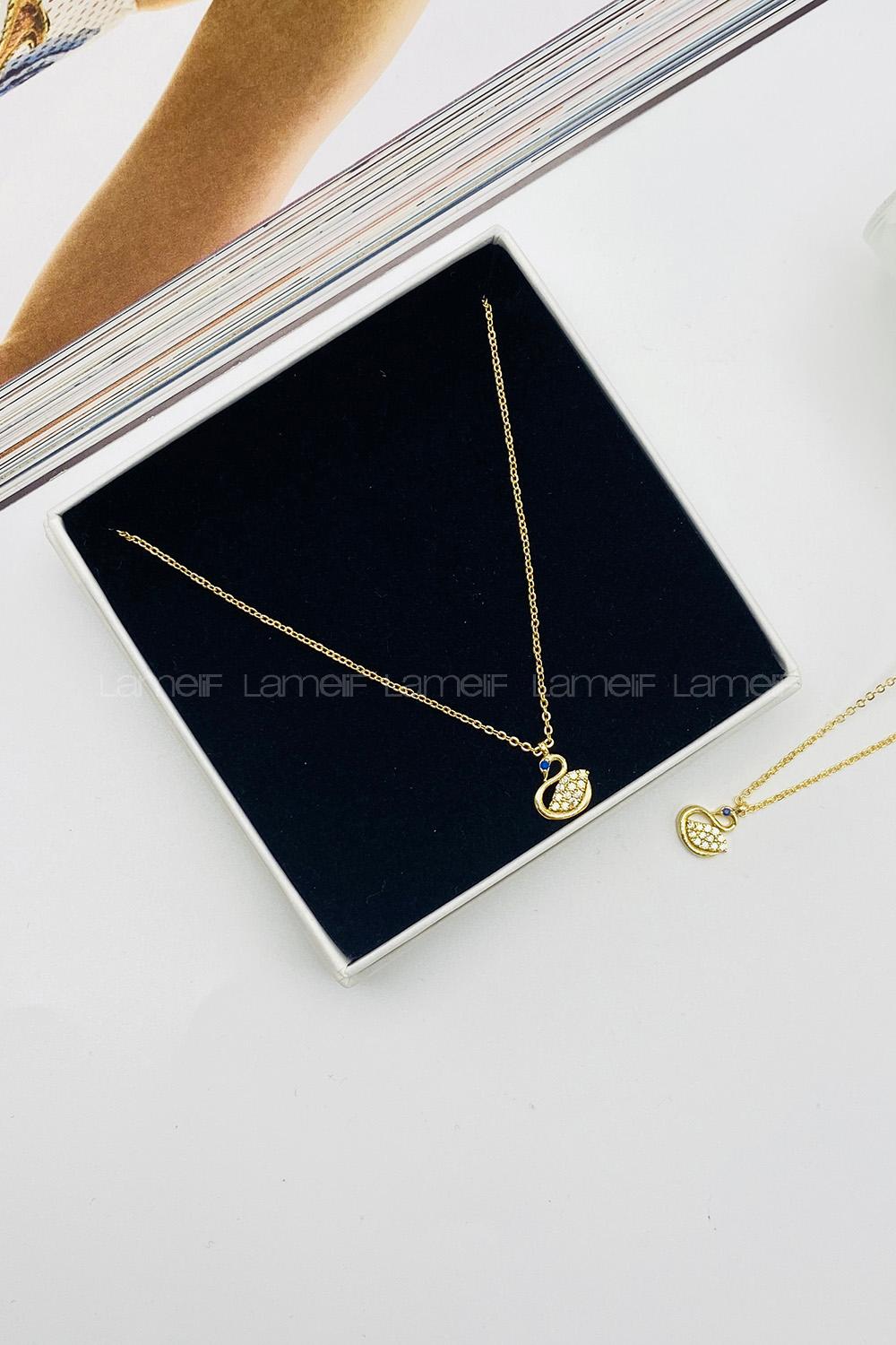 Lamelif Gold Kuğu Zarif Zirkon Kolye