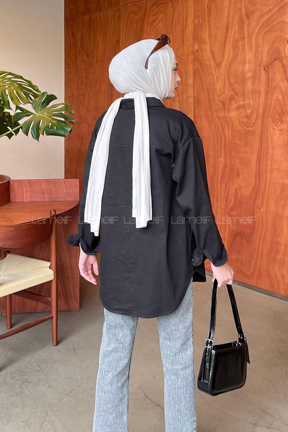 Black Shirt Collar Long Arm Shirt