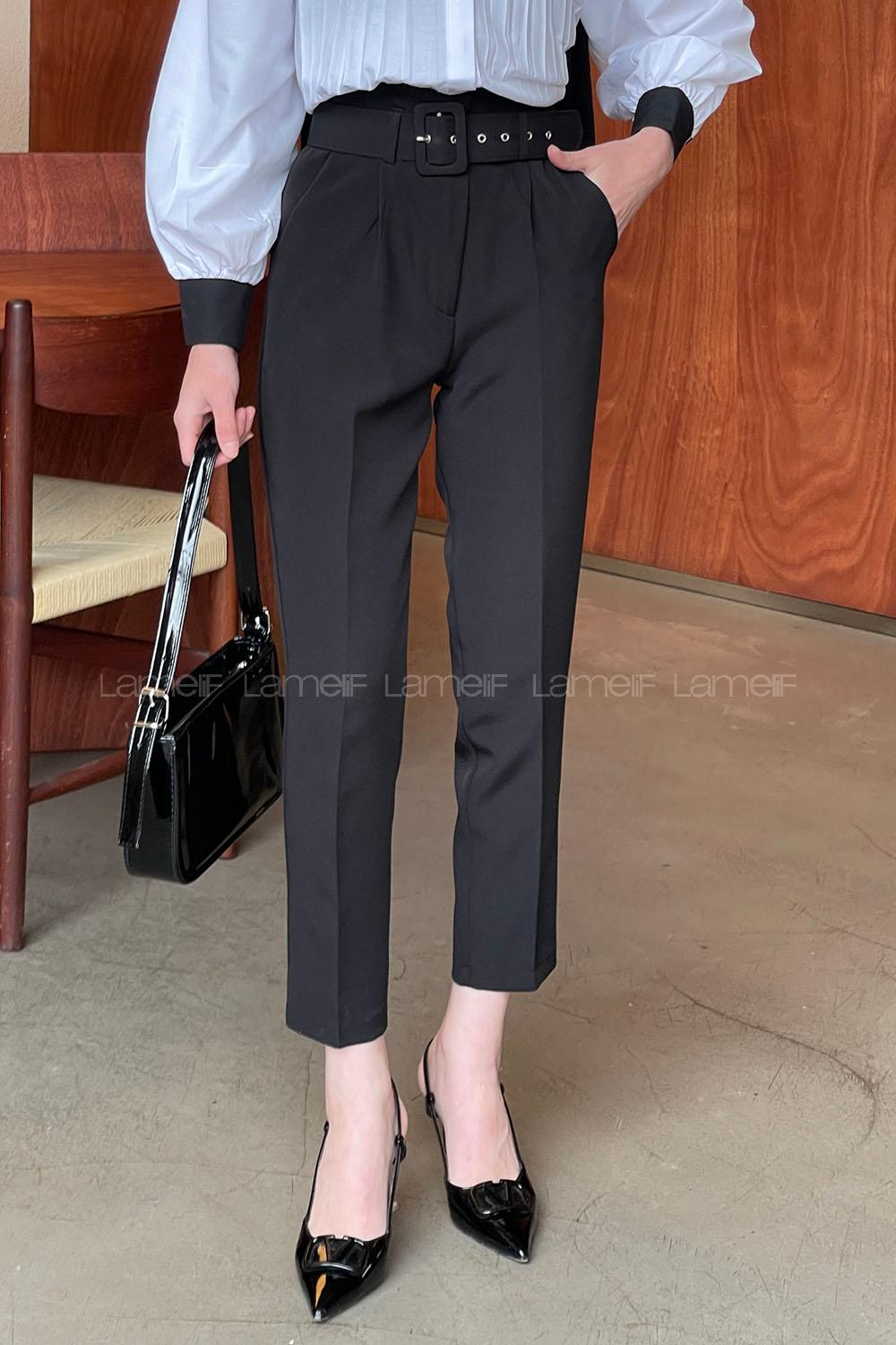 Black Cotton Fabric High Waist Comfortable Pants