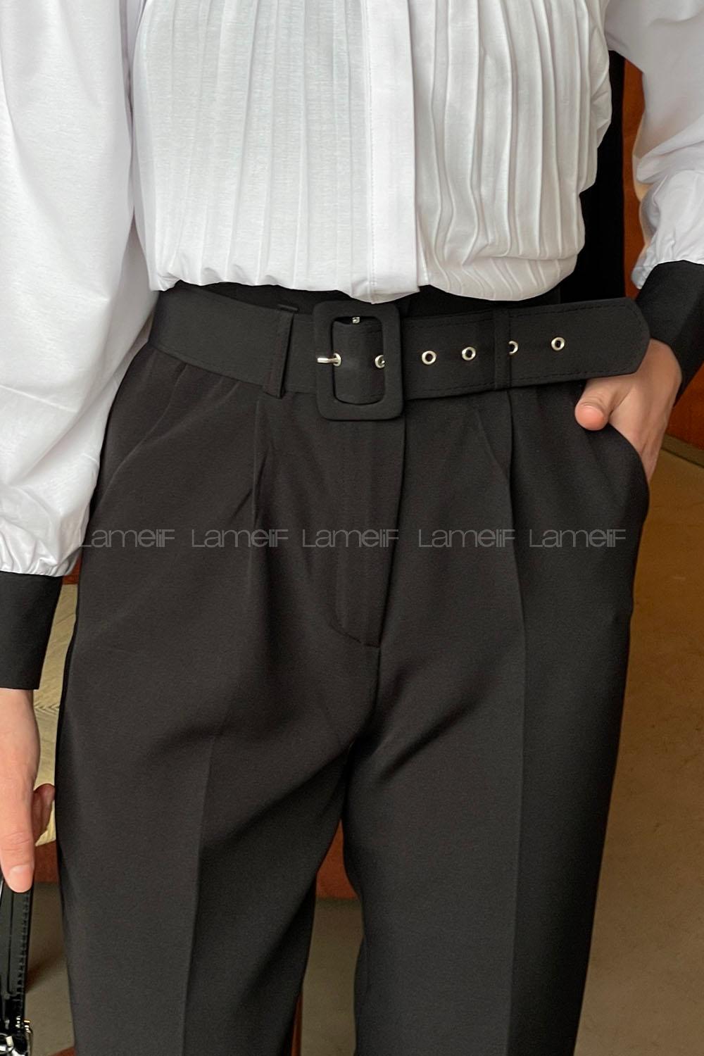 Black Cotton Fabric High Waist Comfortable Pants