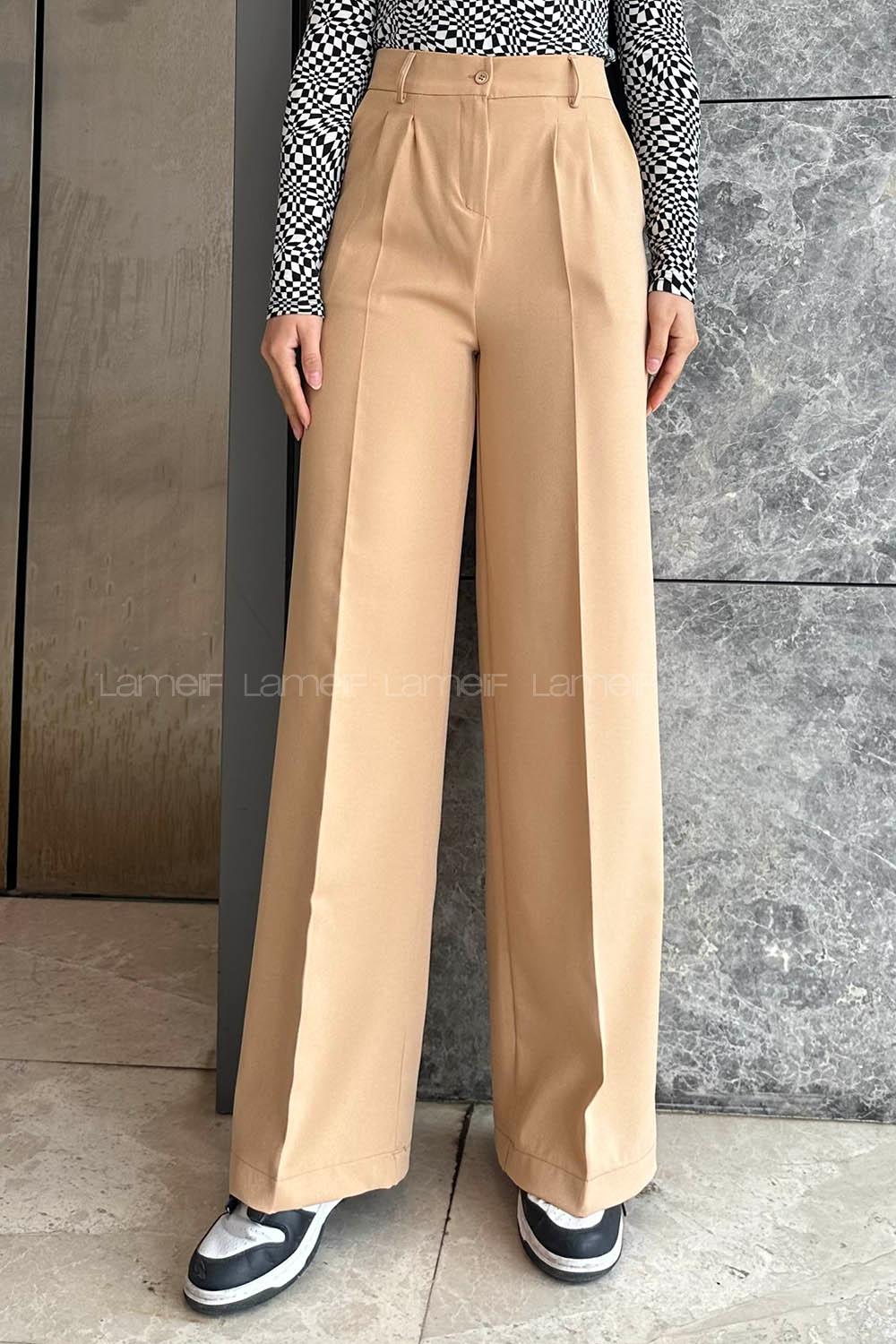 Brown With Milk Cotton Fabric High Waist Comfortable Pants