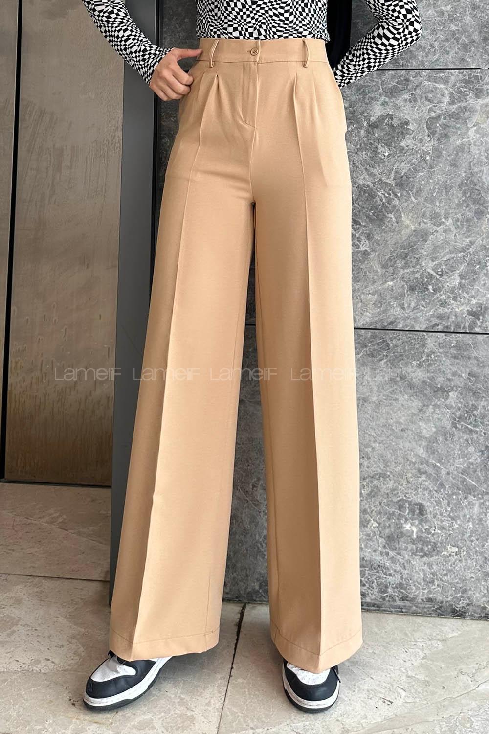 Brown With Milk Cotton Fabric High Waist Comfortable Pants