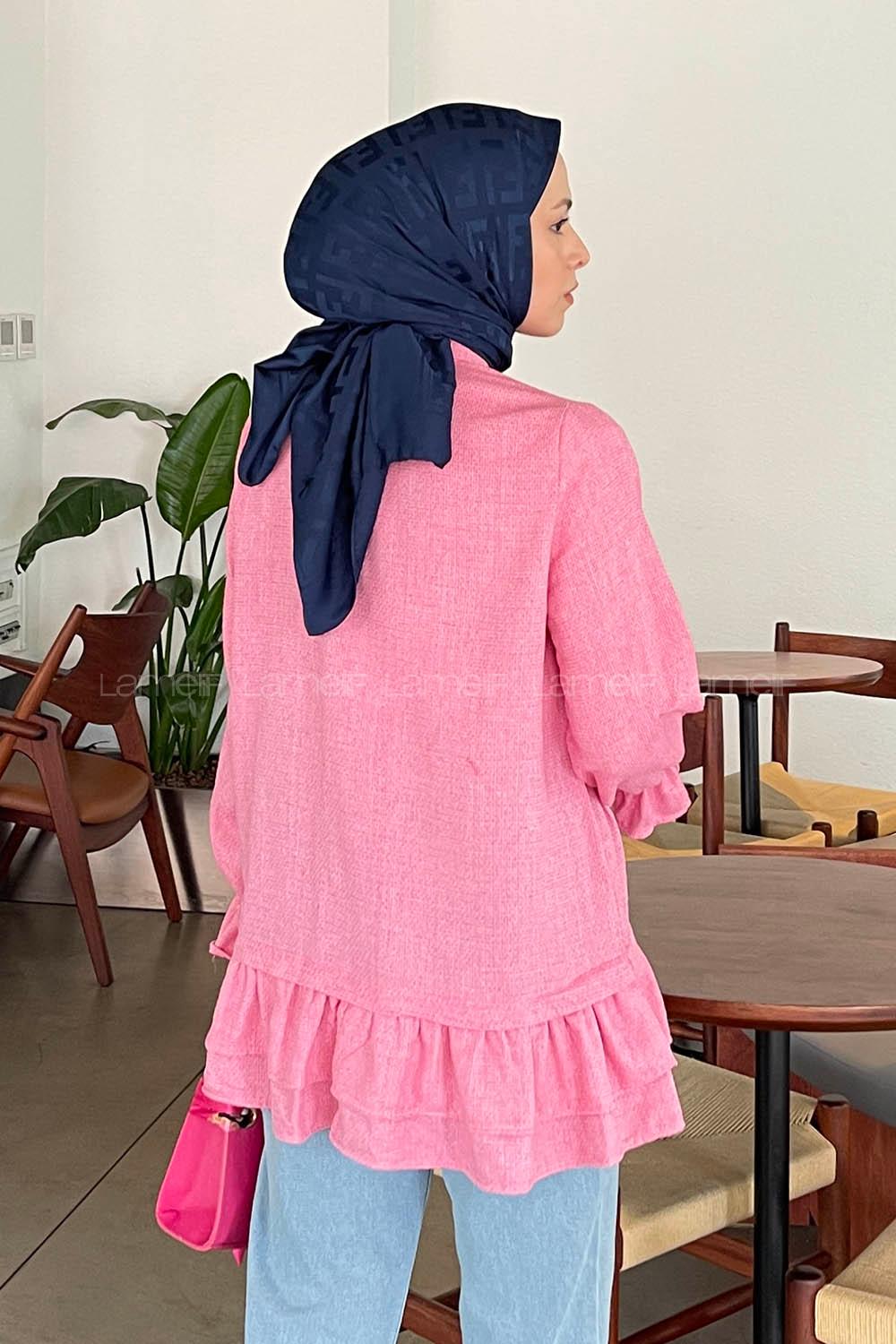 Candy Pink Shirt Collar Long Arm Cotton Fabric Poplin Fabric Shirt