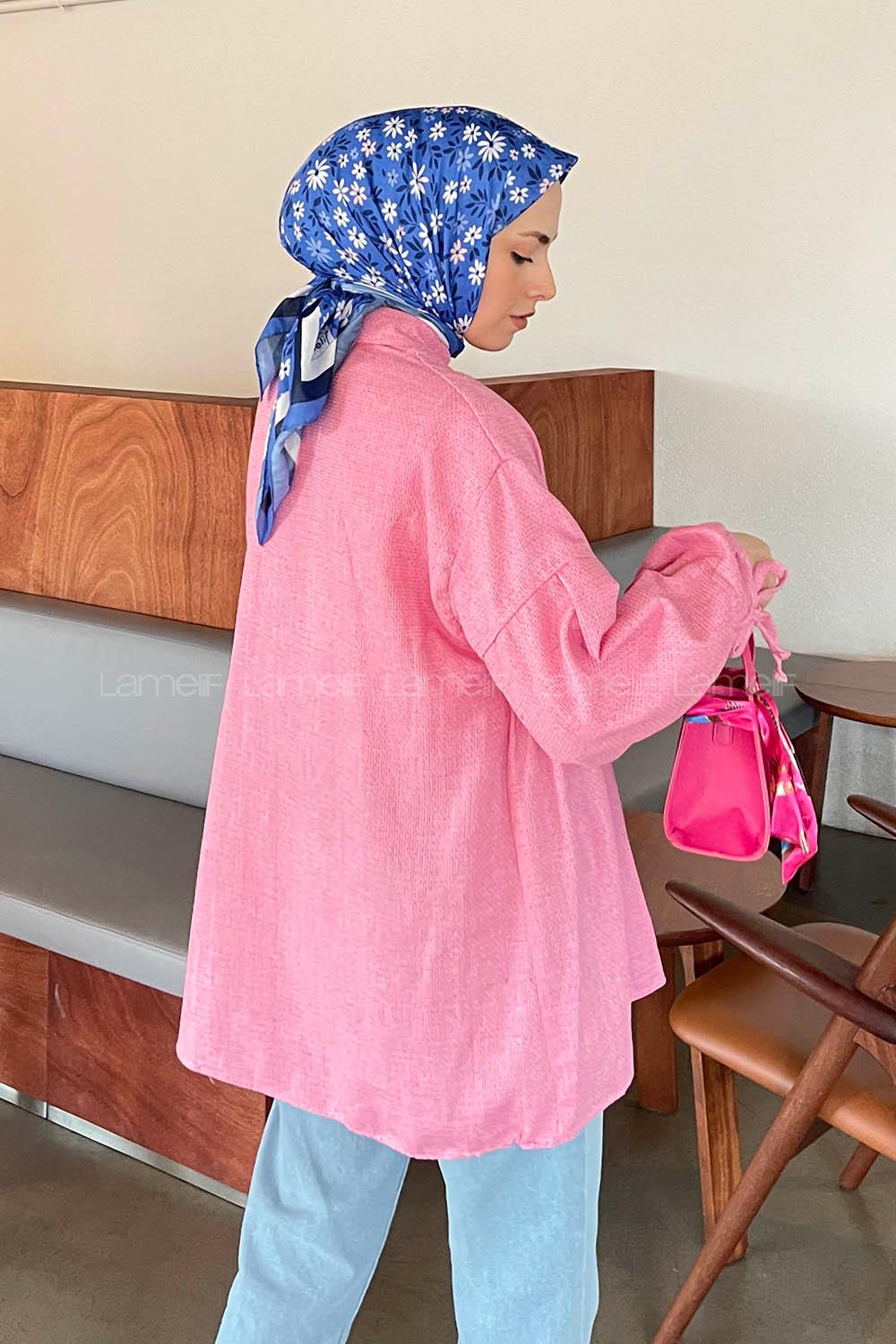 Candy Pink Shirt Collar Long Arm Cotton Fabric Poplin Fabric Shirt