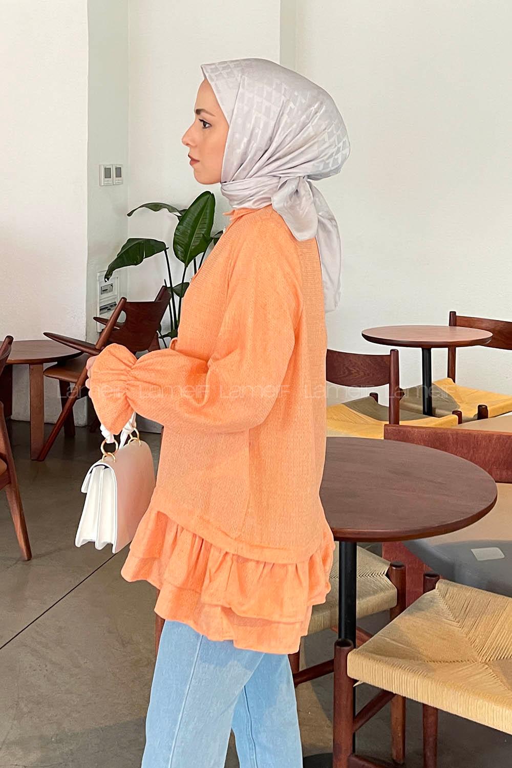 Orange Shirt Collar Long Arm Cotton Fabric Poplin Fabric Shirt