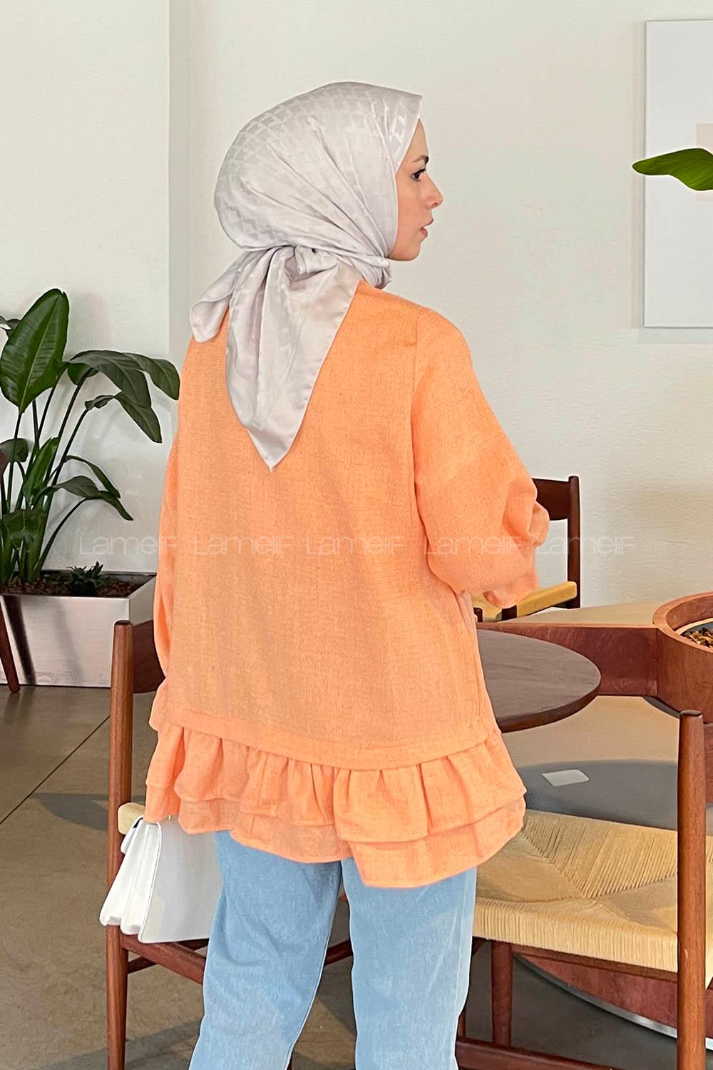 Orange Shirt Collar Long Arm Cotton Fabric Poplin Fabric Shirt