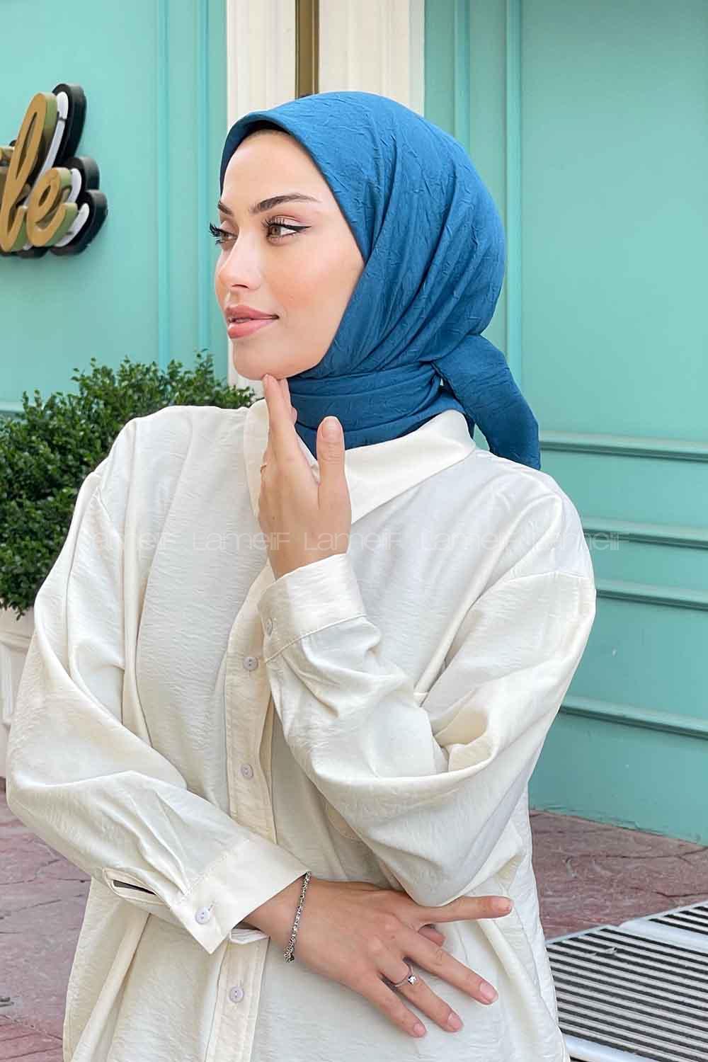 Lamelif Bambu Eşarp Koyu Petrol Mavi