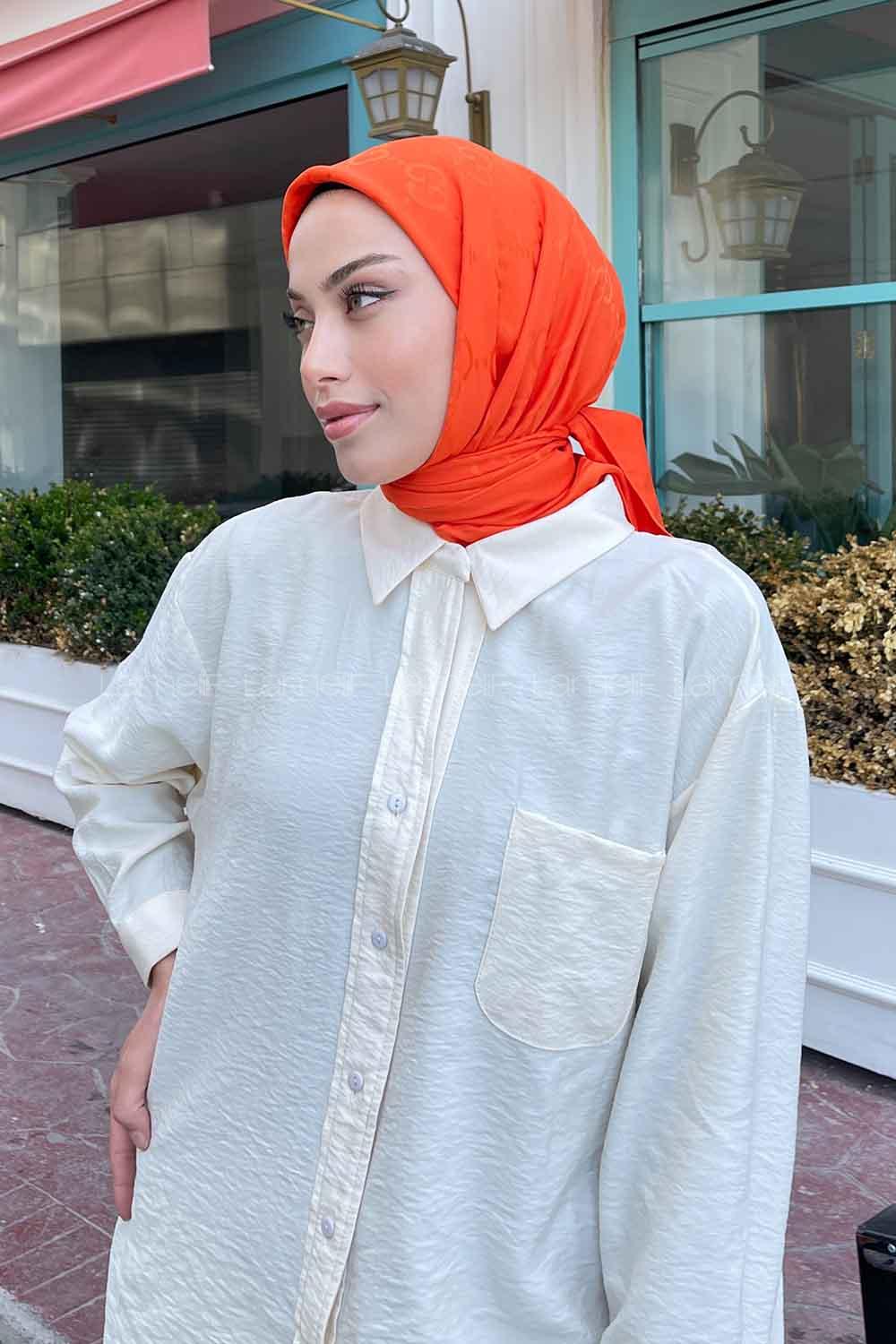 Lamelif G Desen Jakar Eşarp Oranj