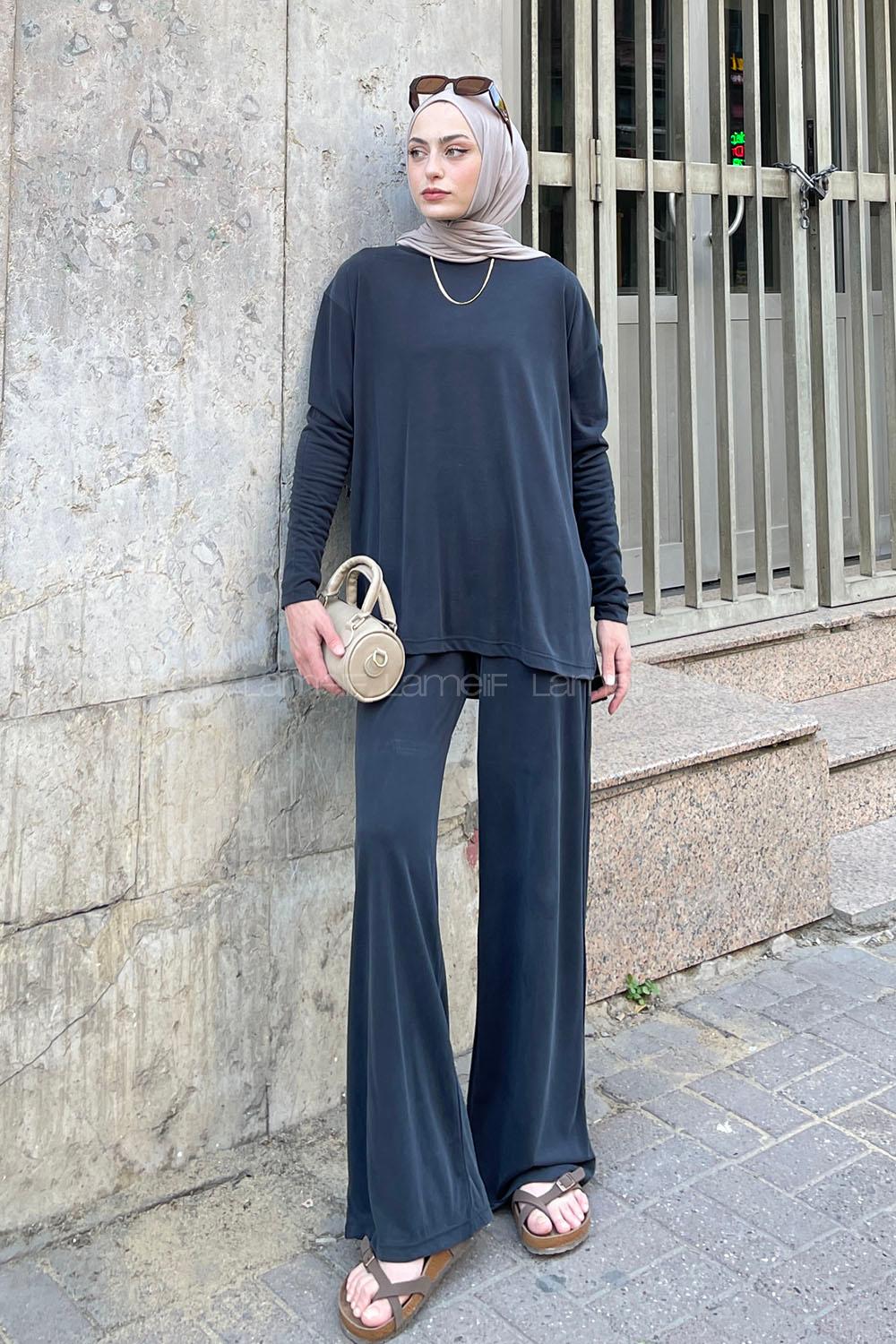 Lamelif İkili Penye Takım Antrasit