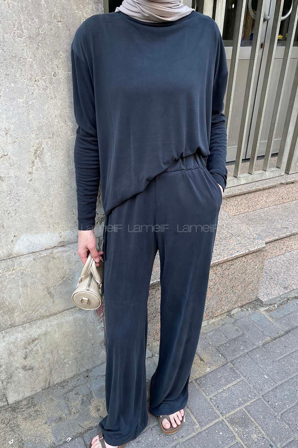 Lamelif İkili Penye Takım Antrasit