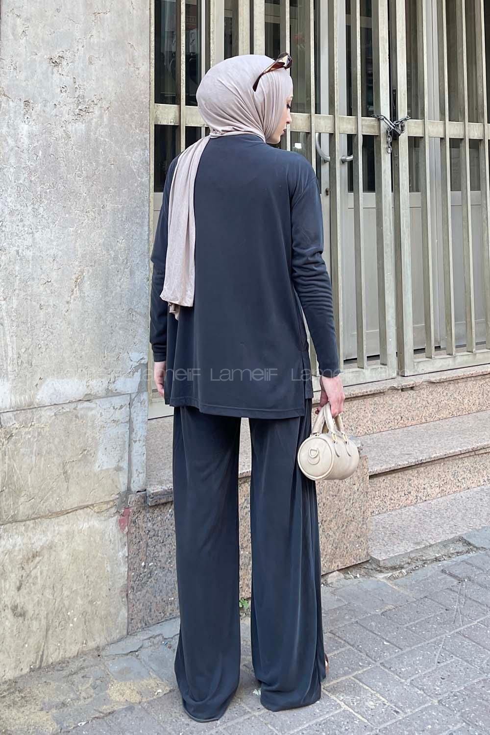 Lamelif İkili Penye Takım Antrasit