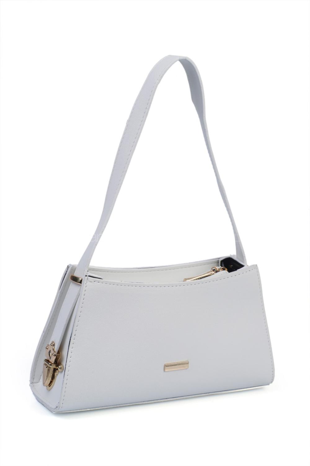 White Buckle Skin Hand Bag Bag