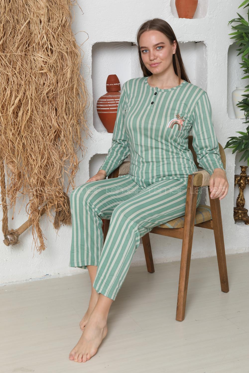 Lamelif Pamuk Yazlık Kadın Pijama Takımı Çağla Yeşili