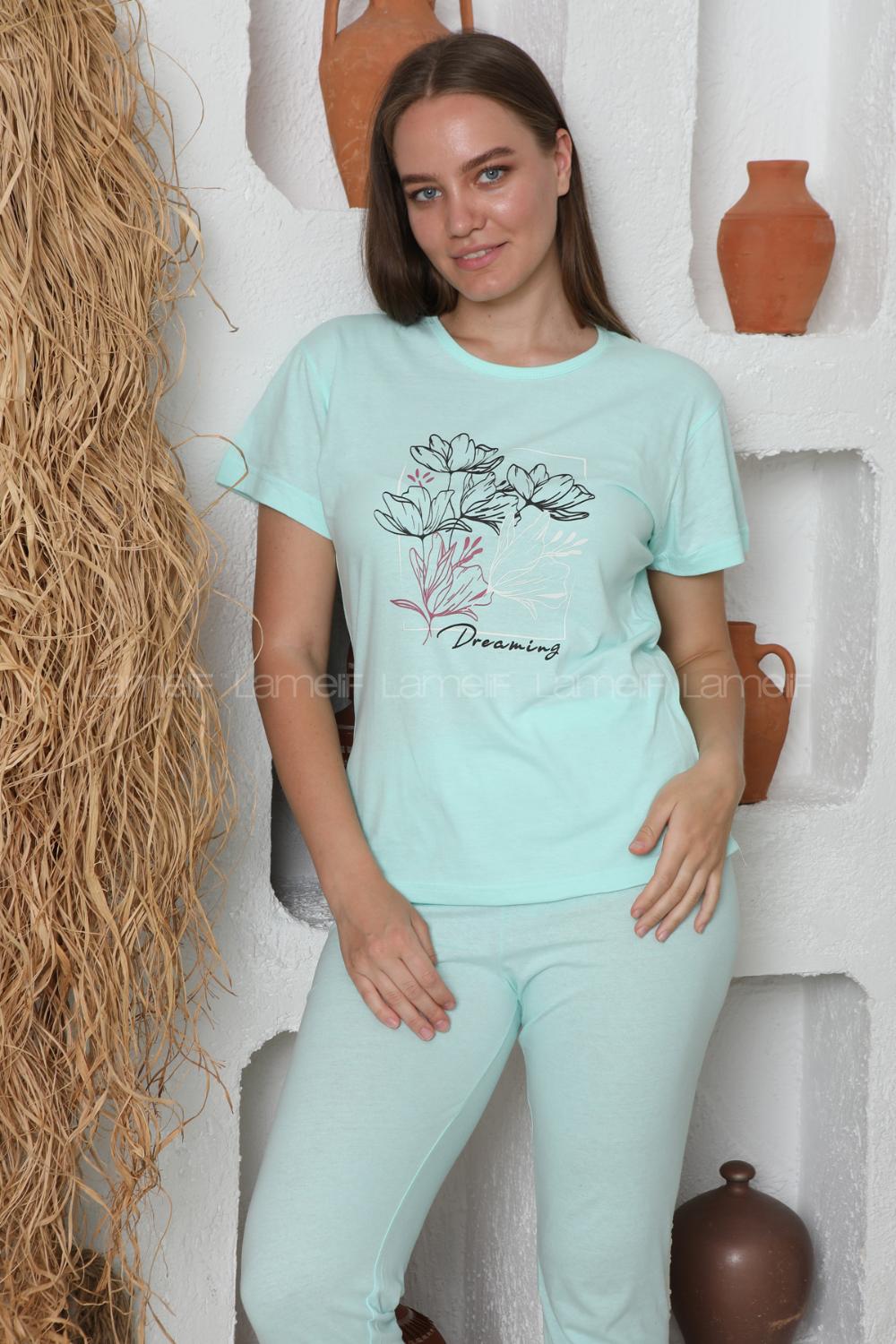 Lamelif Süprem Yazlık Kadın Pijama Takımı Açık Mavi