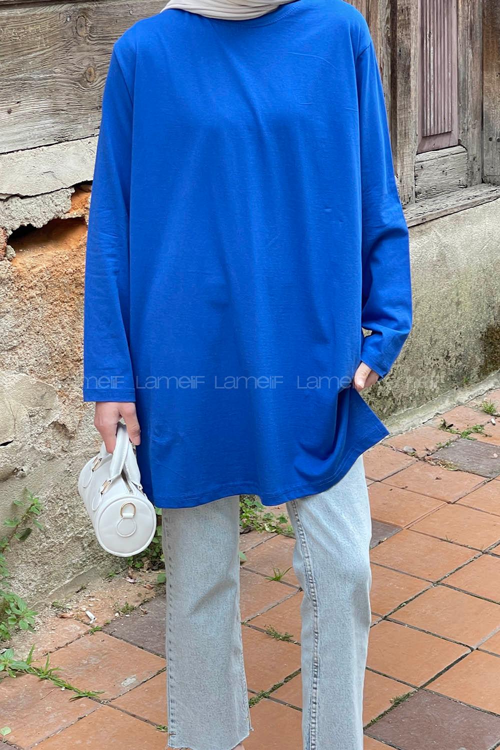 Saxe Crew Neck Poplin Fabric Tunic