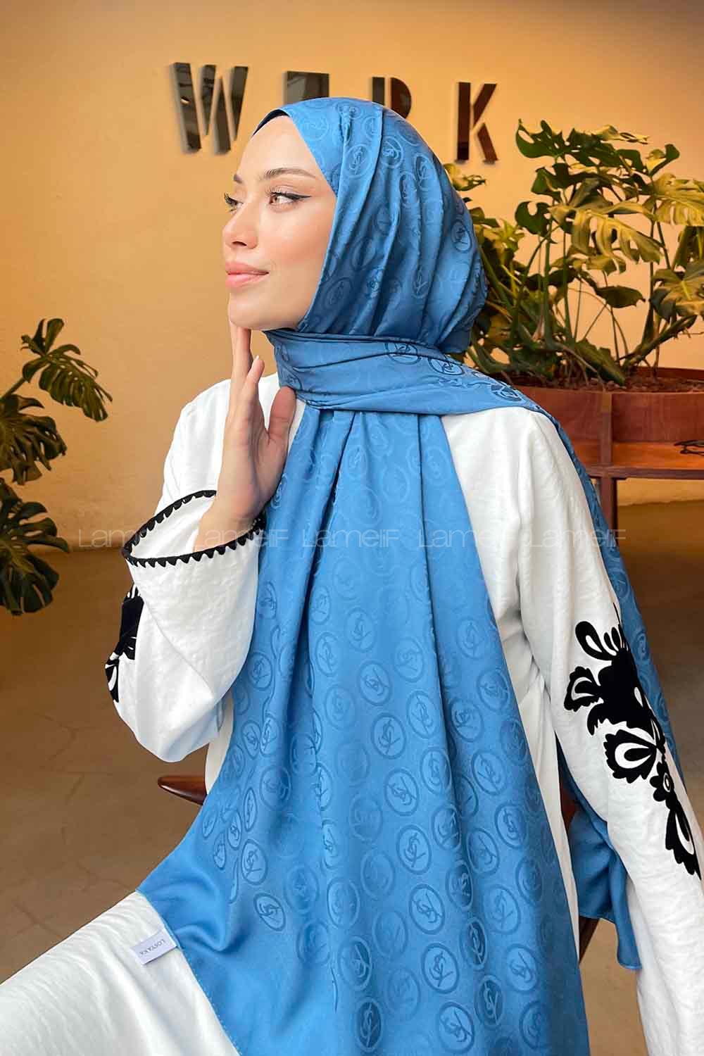 Lamelif LSY Desen Jakar Serisi Şal Okyanus Mavi