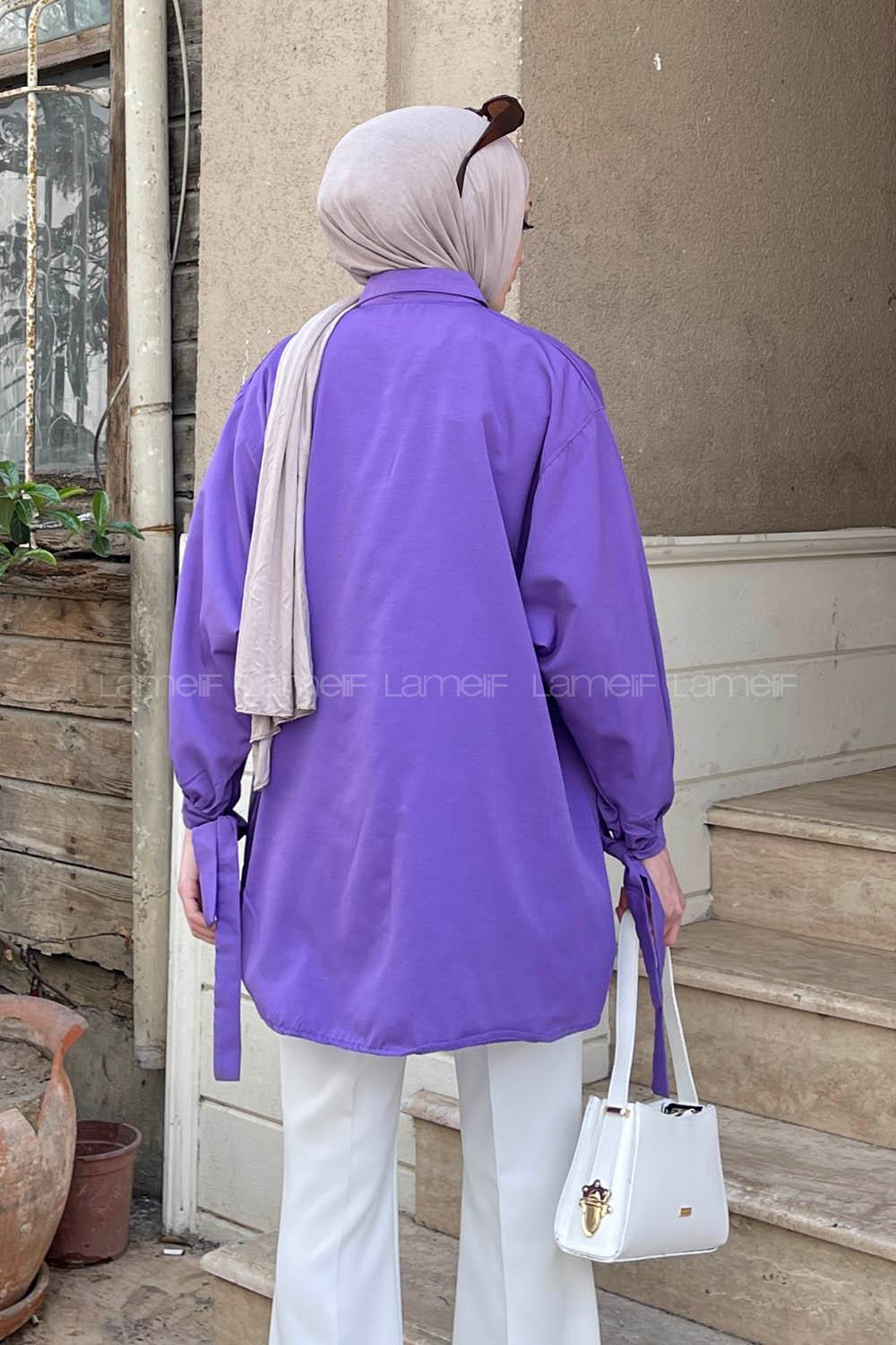Lamelif Kol Detaylı Gömlek Mor
