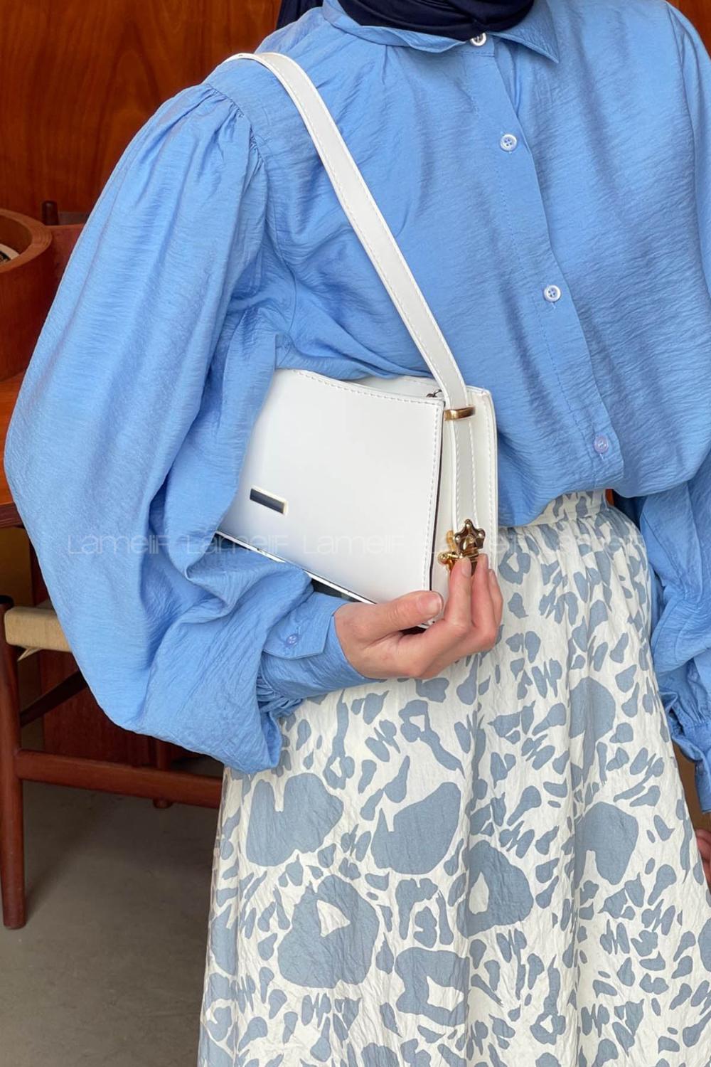 White Buckle Skin Hand Bag Bag