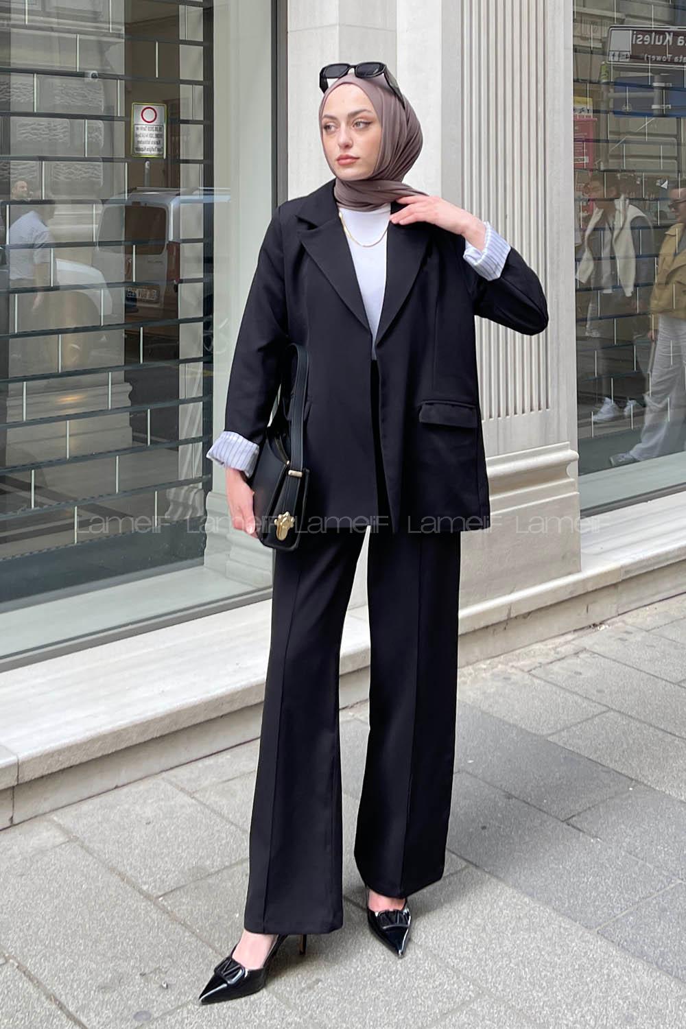 Black V Neck Long Arm Jacket