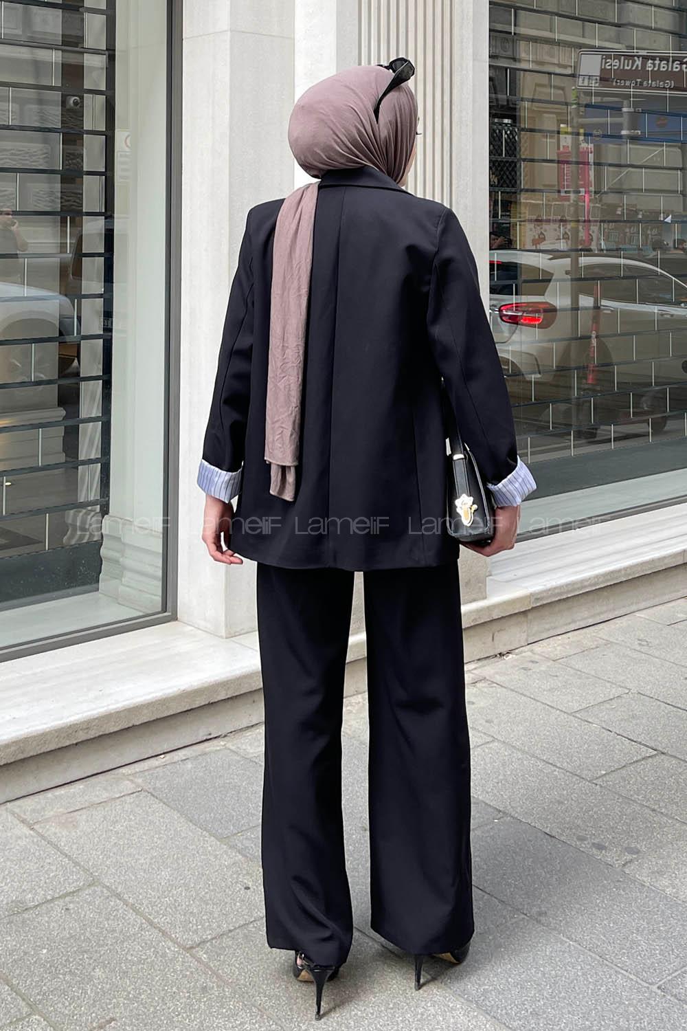 Black V Neck Long Arm Jacket