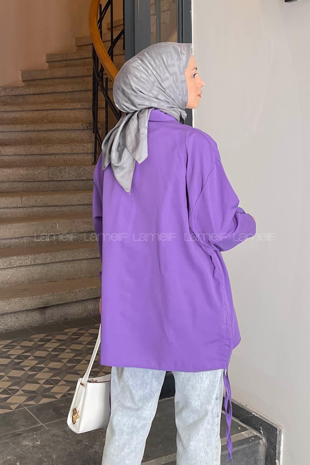 Lamelif Oversize Gömlek Mor
