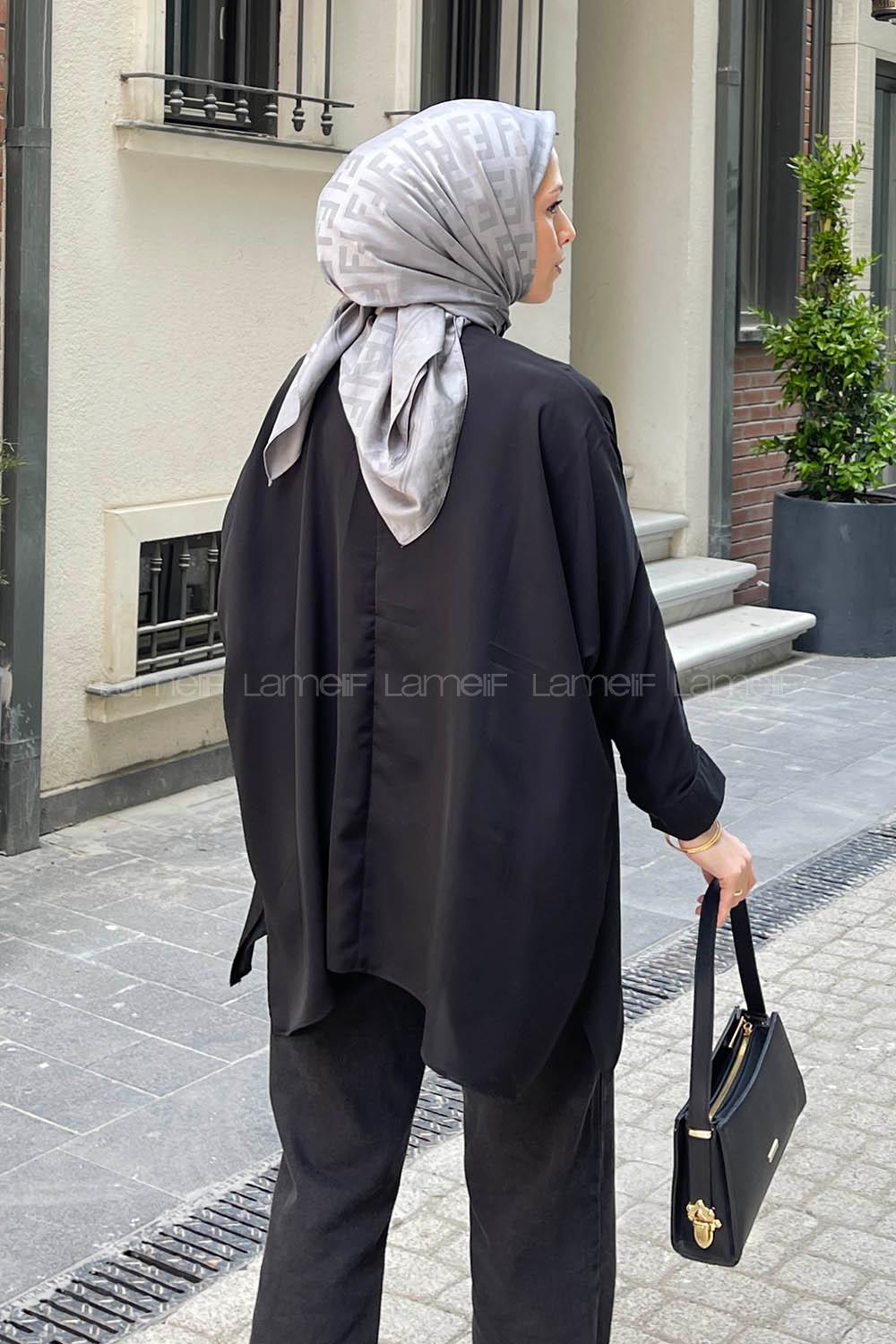 Black Shirt Collar Long Arm Cotton Fabric Unprinted Shirt