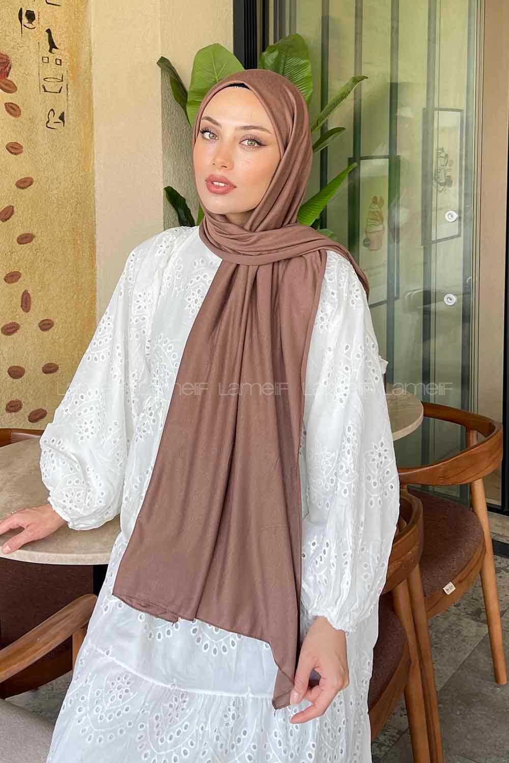 Lamelif Fındık Kabuğu Penye Şal