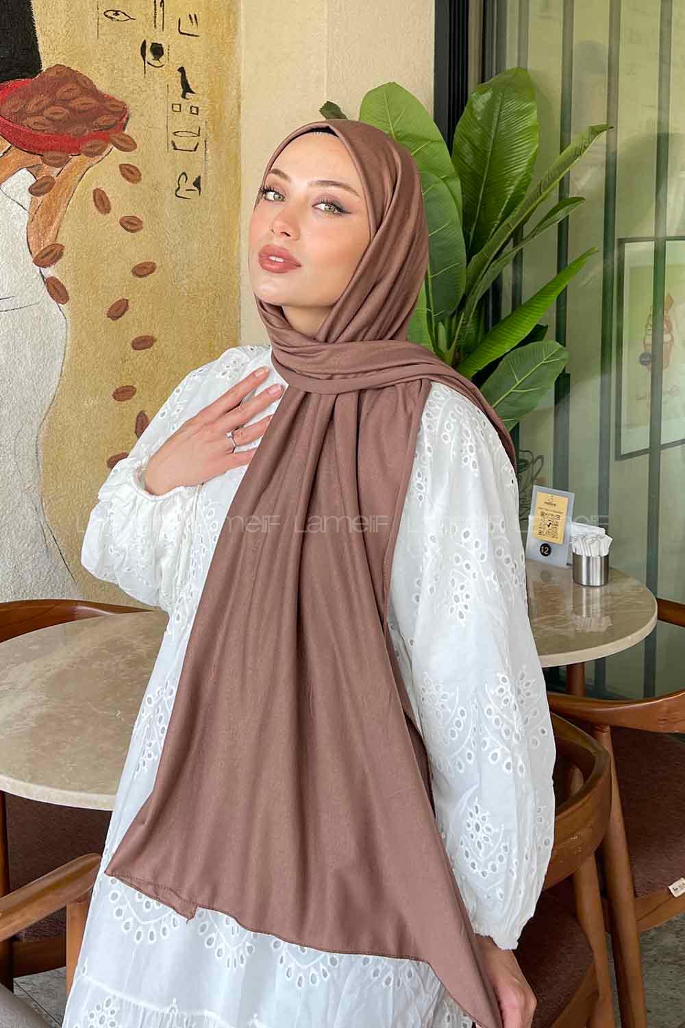 Lamelif Fındık Kabuğu Penye Şal