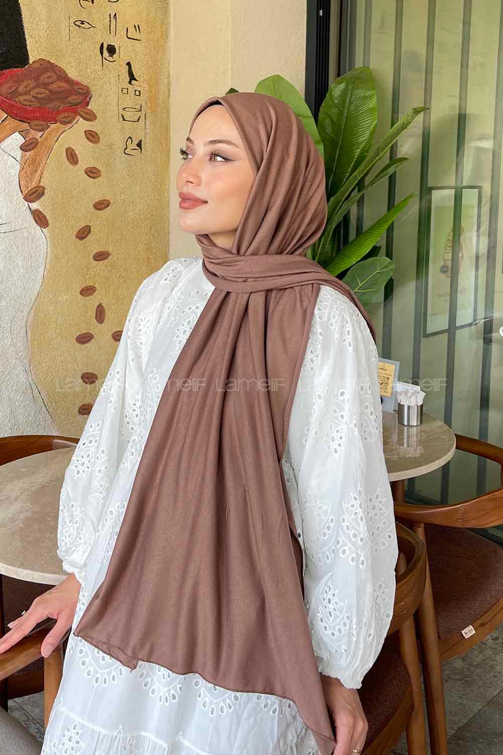 Lamelif Fındık Kabuğu Penye Şal