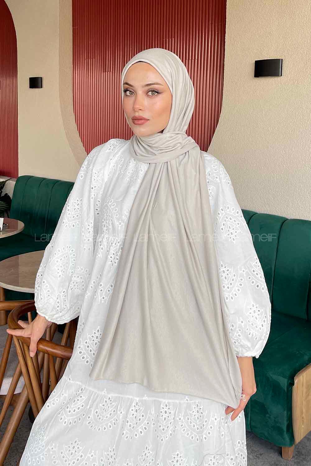 Lamelif Taş Rengi Penye Şal