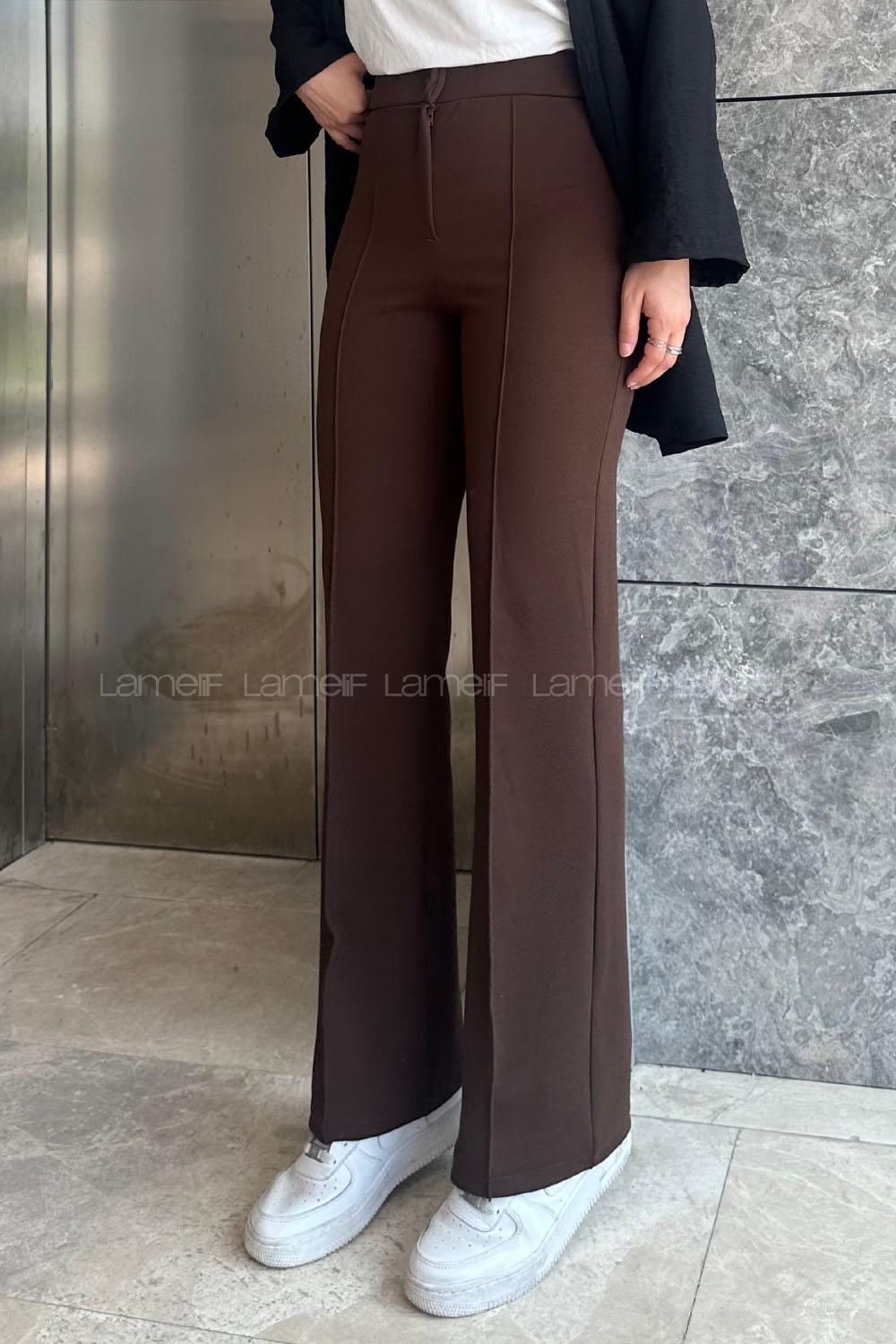 Brown-1 Cotton High Waist Comfortable Pants