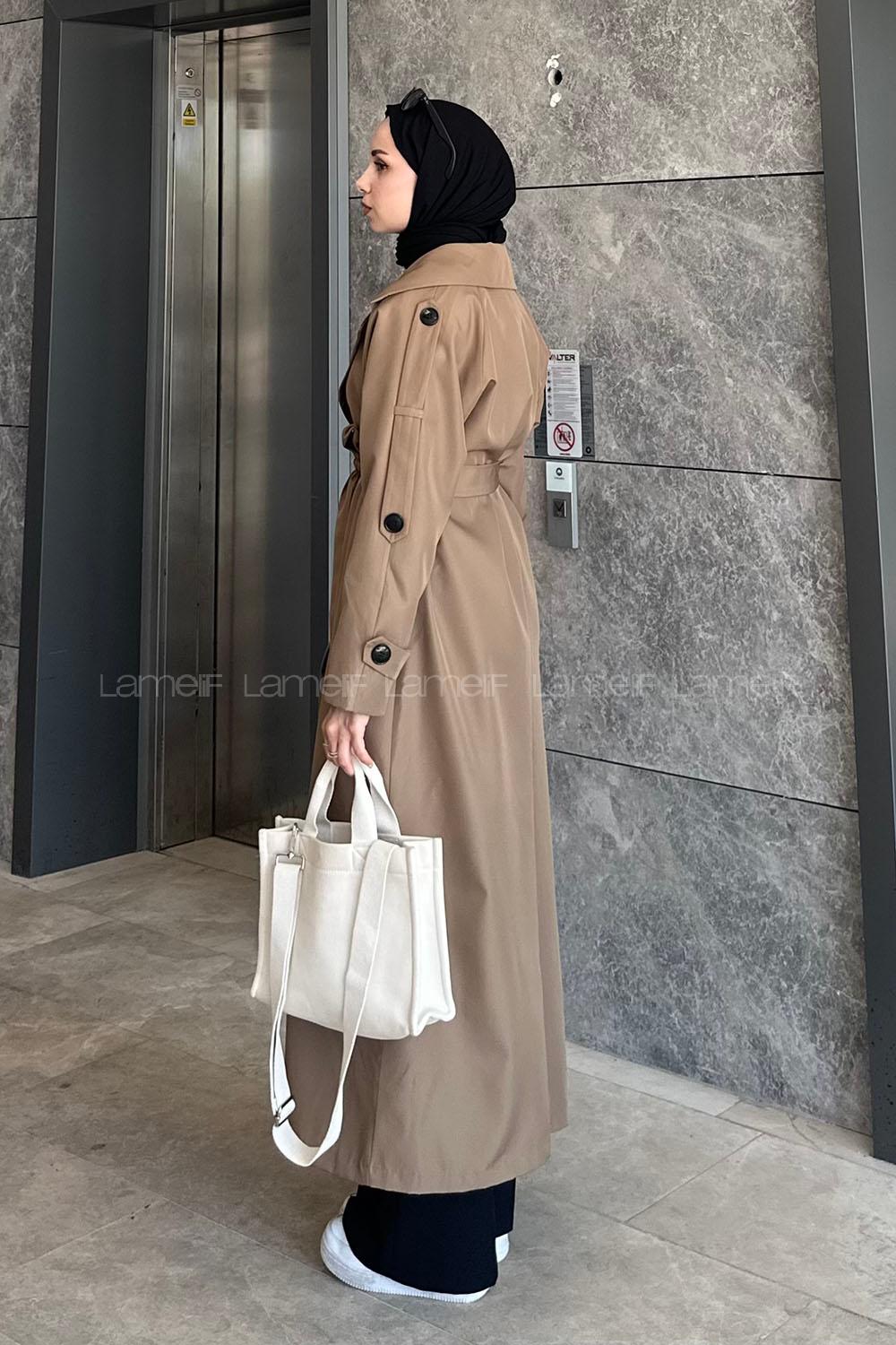 Modalamelif Against Omuz Apoletli Trençkot Soft Kahve