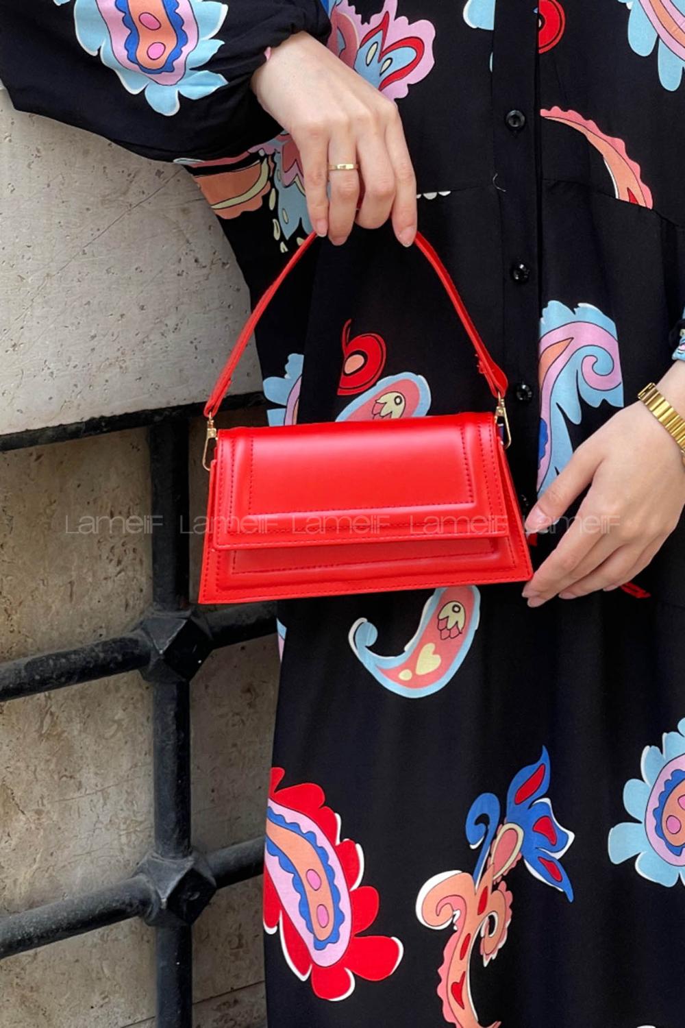 Lamelif Mini Julia Model Kadın El Ve Omuz Çantası Kırmızı