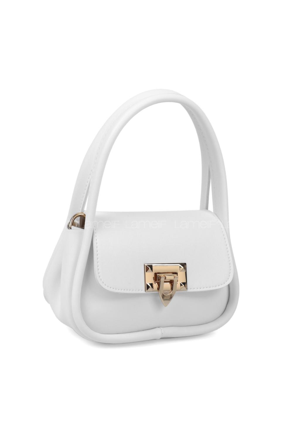 Lamelif Mini Uzun Askılı Kadın Kol Ve El Çanta Beyaz