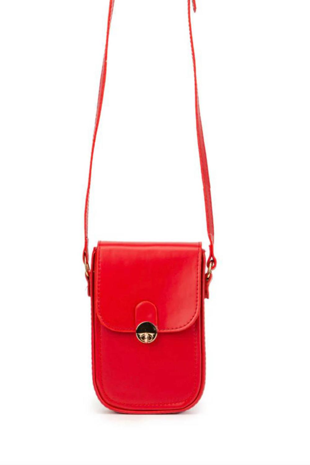 Lamelif Suni Deri Tenyo Telefonluk Kadın Çapraz Çanta Kırmızı